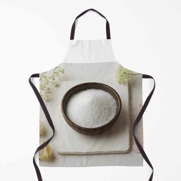 Item preview, White Powder Salt in Dark Brown Bowl with Light Pink Florals – Culinary Styling Concept designed and sold by EmeraldeaArt.
