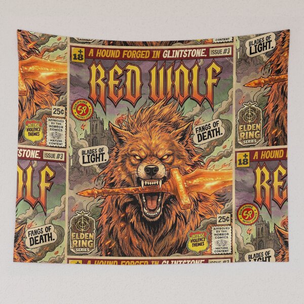 Item preview, Elden Ring Red Wolf of Radagon Retro Comic Cover Art designed and sold by Back2Collage.