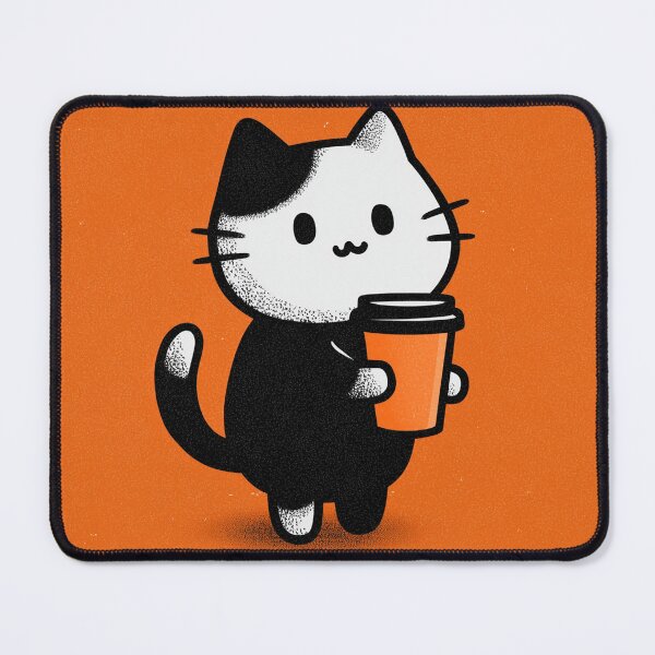 Item preview, Cute Black and White Cat Holding Coffee Cup Kawaii Aesthetic designed and sold by Meow-Attitude.