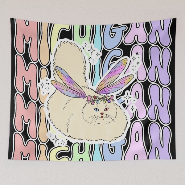 Item preview, Michigan Groovy Fairy Cat On Black designed and sold by Blupunk.