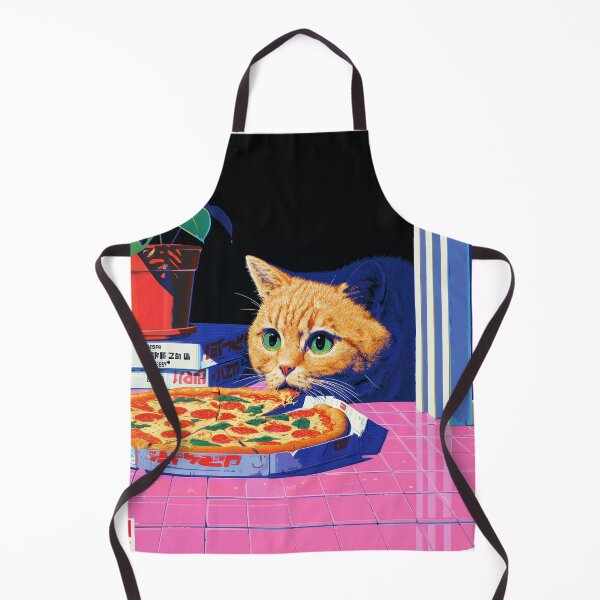 Item preview, Retro Orange Cat Eating Pizza Vintage Style Illustration designed and sold by Meow-Attitude.