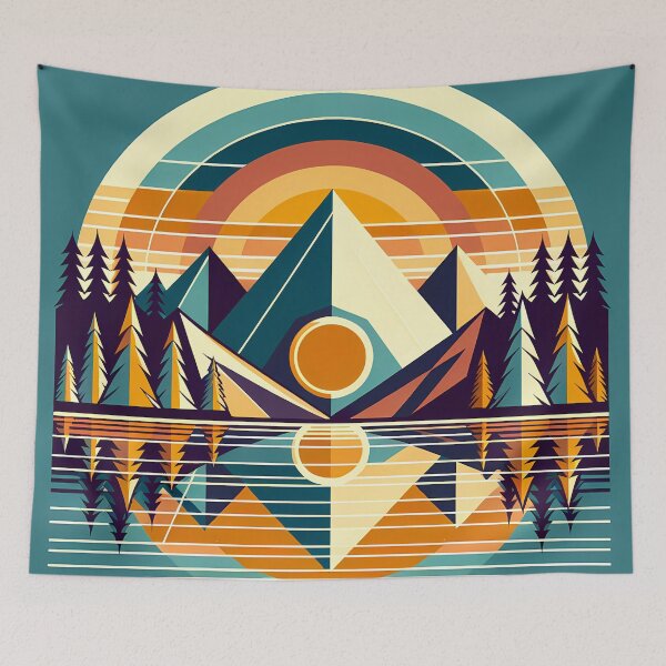 Item preview, Geometric Mountain Lake Reflection designed and sold by InkSmithery.
