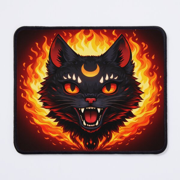 Item preview, Demon Black Cat Fire Gothic Graphic | Hell Cat Dark Aesthetic T-Shirt Design designed and sold by ArtoryNest.