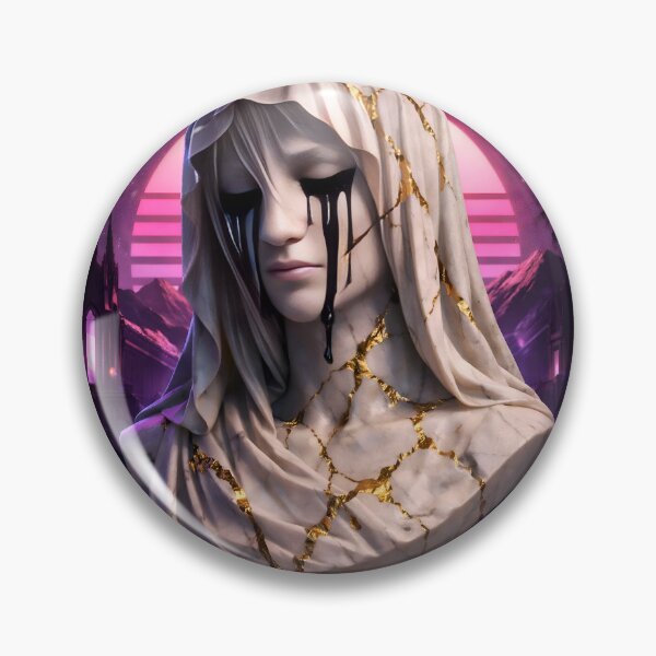 Item preview, The Weeping Statue: Kintsugi Veil & Synthwave Gothic Marble Bust designed and sold by Studio77-Gothic.