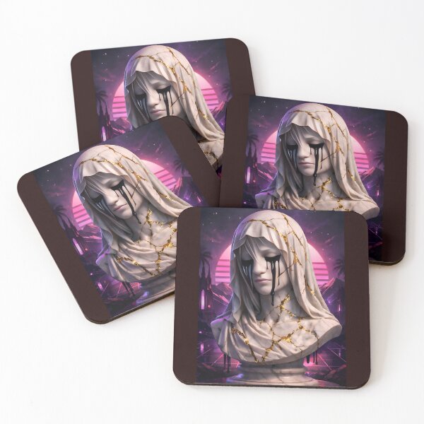 Item preview, The Weeping Statue: Kintsugi Veil & Synthwave Gothic Marble Bust designed and sold by Studio77-Gothic.