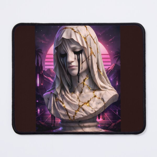 Item preview, The Weeping Statue: Kintsugi Veil & Synthwave Gothic Marble Bust designed and sold by Studio77-Gothic.