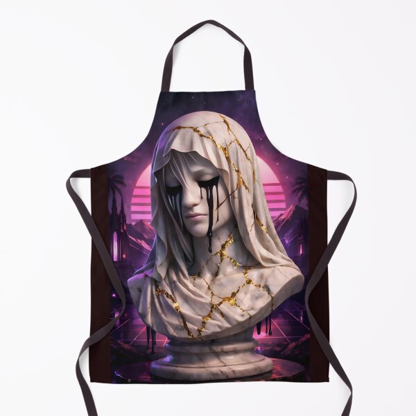 Item preview, The Weeping Statue: Kintsugi Veil & Synthwave Gothic Marble Bust designed and sold by Studio77-Gothic.
