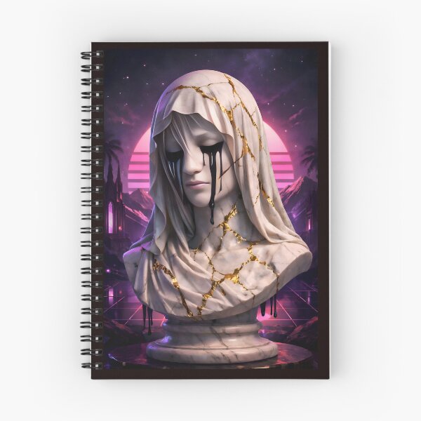 Item preview, The Weeping Statue: Kintsugi Veil & Synthwave Gothic Marble Bust designed and sold by Studio77-Gothic.