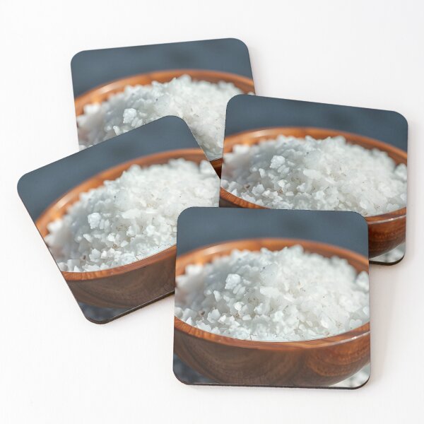 Item preview, Grainy Sea Salt Crystals in Small Wooden Bowl – Close-Up Texture designed and sold by EmeraldeaArt.