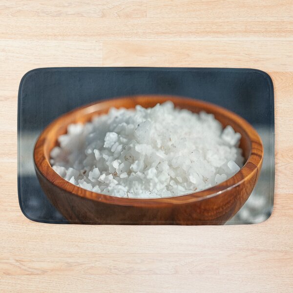 Item preview, Grainy Sea Salt Crystals in Small Wooden Bowl – Close-Up Texture designed and sold by EmeraldeaArt.