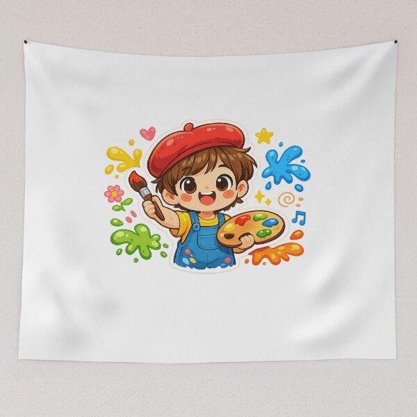 Item preview, Cute Cartoon Kid Painter - Colorful Art Splash Sticker designed and sold by MKreative Studio.