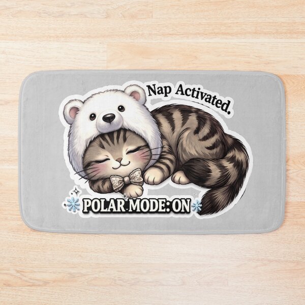 Item preview, Sleepy Cat Nap Mode Polar Mode On Cute Cozy Meme designed and sold by Serene Whiskers.