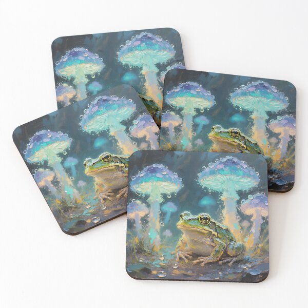 Item preview, Bioluminescent Frog in Enchanted Forest – Cozy Fantasy Mushroom Aesthetic Art designed and sold by cr6zym1nd.