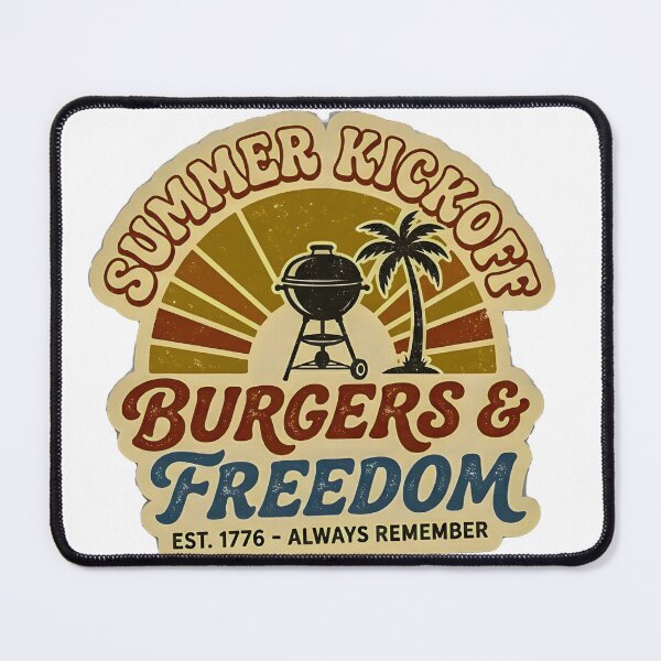 Item preview, Retro Summer Kickoff - Burgers and Freedom Patriotic BBQ designed and sold by Aurora Prints.