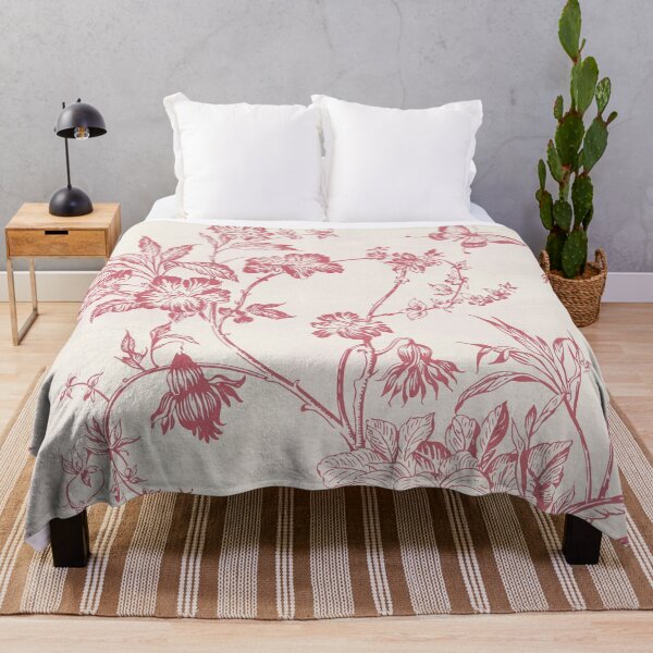 Item preview, Pink Toile de Jouy Botanical Pattern – French Floral Butterfly Vintage Design designed and sold by Tamas Das.