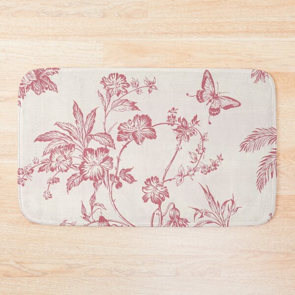 Item preview, Pink Toile de Jouy Botanical Pattern – French Floral Butterfly Vintage Design designed and sold by Tamas Das.