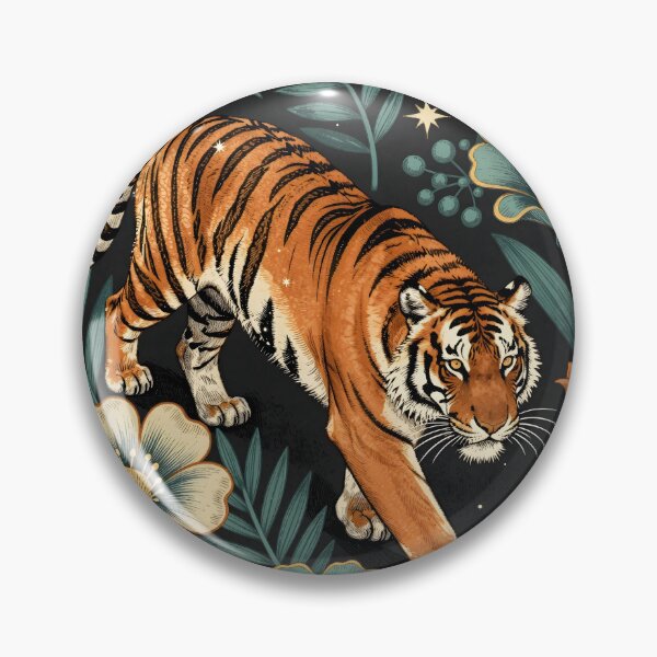 Item preview, Mystical Tiger Celestial Moon Floral Illustration designed and sold by NEOCHRONOS.