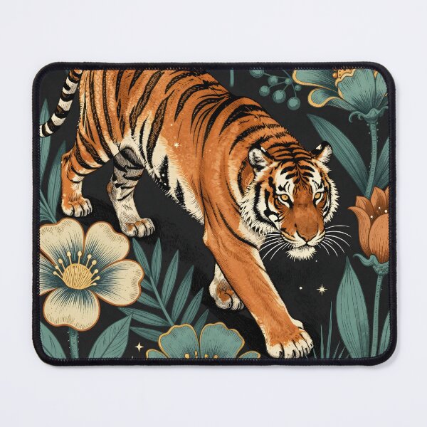 Item preview, Mystical Tiger Celestial Moon Floral Illustration designed and sold by NEOCHRONOS.