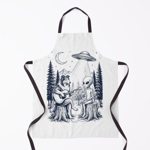 Item preview, Vintage Collie Playing Guitar With Alien And UFO Dog Lover designed and sold by DoodleTortle.