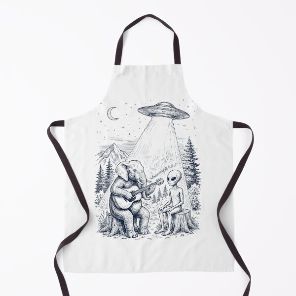 Item preview, Vintage Elephant Playing Guitar With Alien And UFO Animal Lover designed and sold by DoodleTortle.