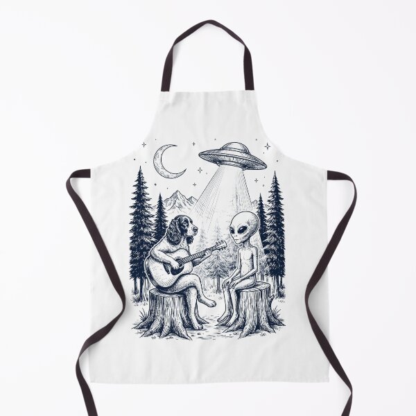 Item preview, Vintage English Springer Spaniel Playing Guitar With Alien And UFO Dog Lover designed and sold by DoodleTortle.