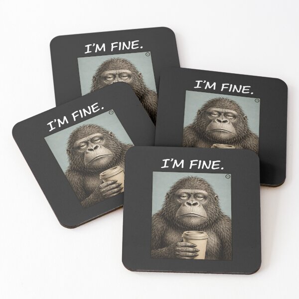 Item preview, Funny Gorilla I’m Fine Coffee Humor Graphic  designed and sold by JerdbordinShop.