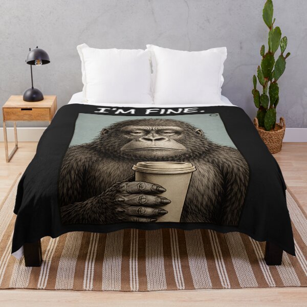 Item preview, Funny Gorilla I’m Fine Coffee Humor Graphic  designed and sold by JerdbordinShop.