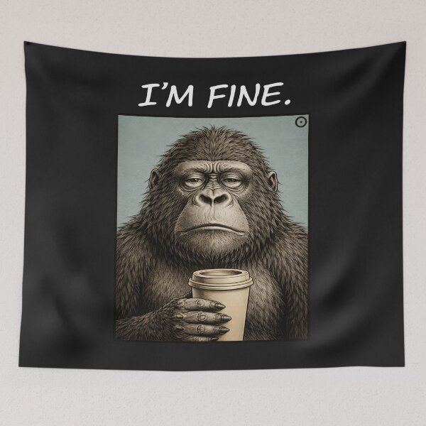 Item preview, Funny Gorilla I’m Fine Coffee Humor Graphic  designed and sold by JerdbordinShop.