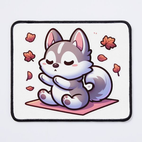 Item preview, Cute Husky Fall Yoga Sticker-Kawaii Dog Autumn Meditation Cozy Leaves designed and sold by carestazafeli.