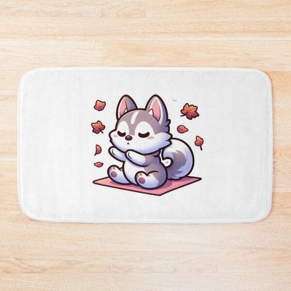 Item preview, Cute Husky Fall Yoga Sticker-Kawaii Dog Autumn Meditation Cozy Leaves designed and sold by carestazafeli.