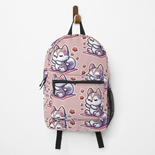 Item preview, Cute Husky Fall Yoga Sticker-Kawaii Dog Autumn Meditation Cozy Leaves designed and sold by carestazafeli.