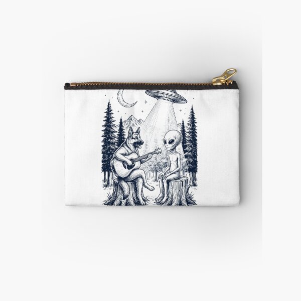 Item preview, Vintage German Shepherd Playing Guitar With Alien And UFO Dog Lover designed and sold by DoodleTortle.