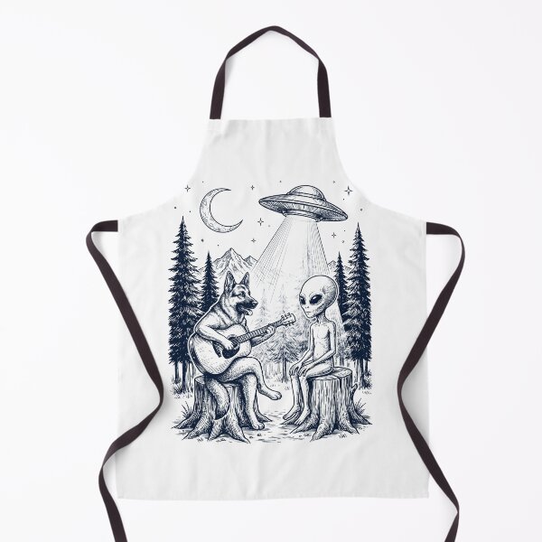 Item preview, Vintage German Shepherd Playing Guitar With Alien And UFO Dog Lover designed and sold by DoodleTortle.