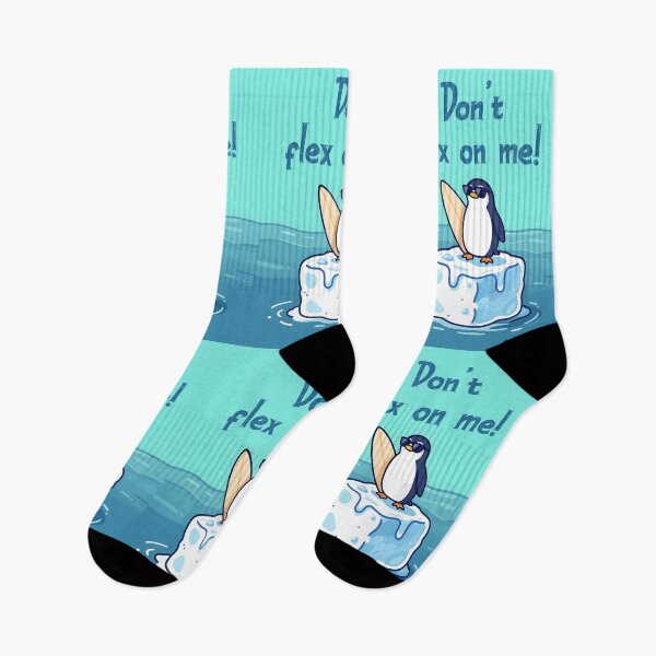 Item preview, Cool Penguin Surfing Iceberg "Don't flex on me!" Illustration designed and sold by NEOCHRONOS.