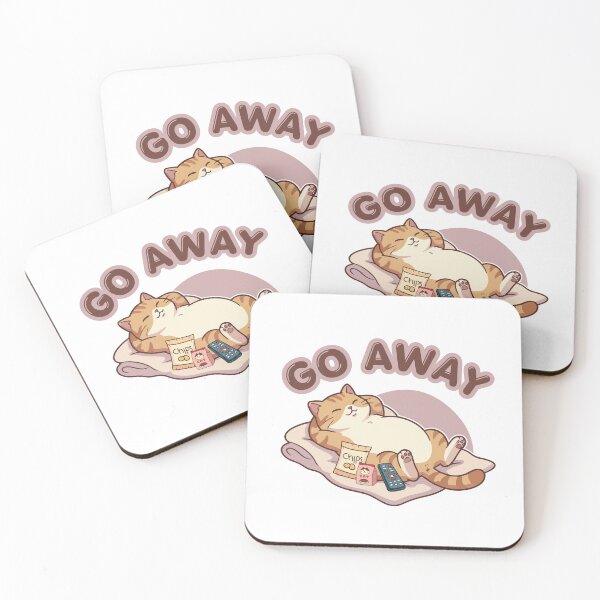 Item preview, Go Away - Lazy Cat Relaxing with Snacks Cozy Sleepy Mood Design designed and sold by tellia-kallisto.