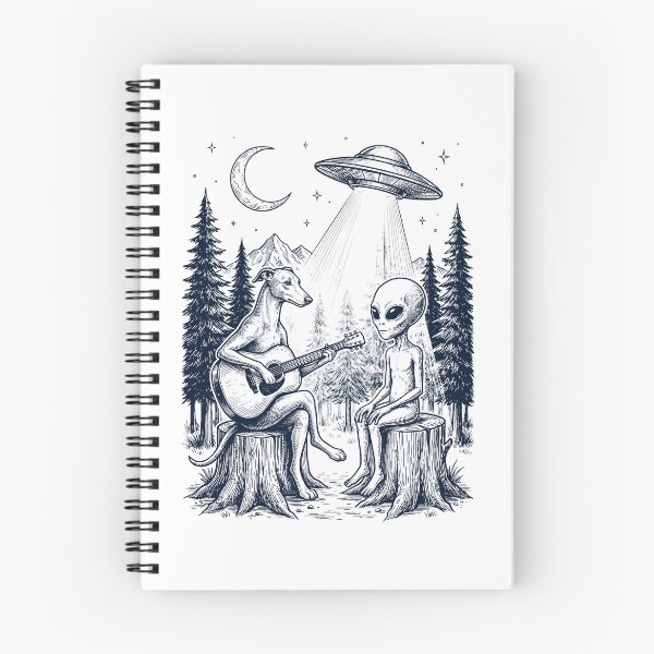 Artikelvorschau, Vintage Greyhound spielt Gitarre mit Alien- und UFO-Hundeliebhaber entworfen und verkauft von DoodleTortle.