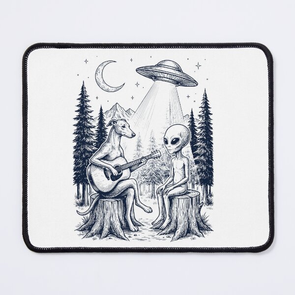 Artikelvorschau, Vintage Greyhound spielt Gitarre mit Alien- und UFO-Hundeliebhaber entworfen und verkauft von DoodleTortle.