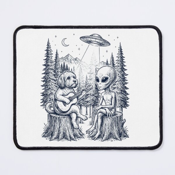 Item preview, Vintage Havanese Playing Guitar With Alien And UFO Dog Lover designed and sold by DoodleTortle.