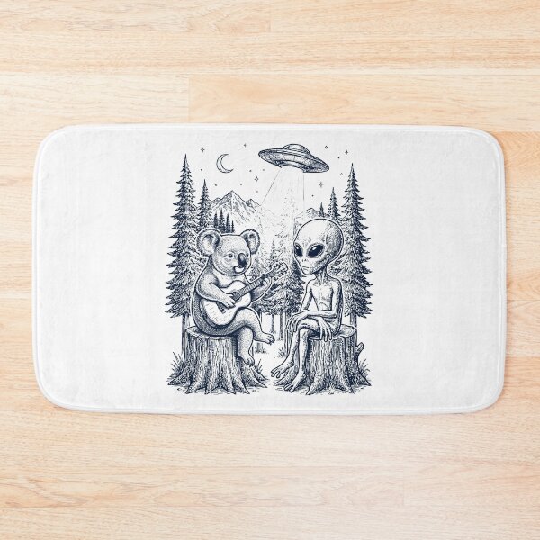 Item preview, Vintage Koala Playing Guitar With Alien And UFO Animal Lover designed and sold by DoodleTortle.