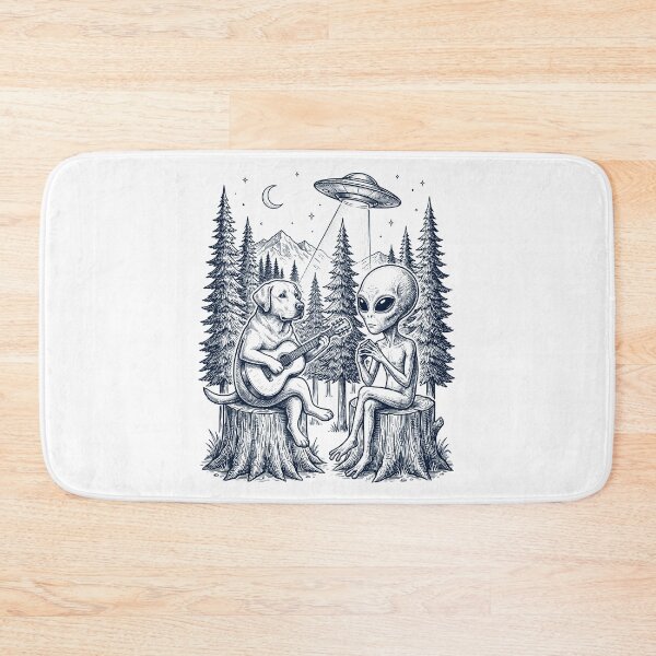 Item preview, Vintage Labrador Retriever Playing Guitar With Alien And UFO Dog Lover designed and sold by DoodleTortle.