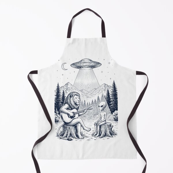 Item preview, Vintage Lion Playing Guitar With Alien And UFO Animal Lover designed and sold by DoodleTortle.