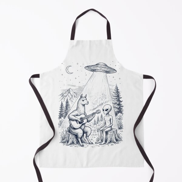 Item preview, Vintage Llama Playing Guitar With Alien And UFO Animal Lover designed and sold by DoodleTortle.