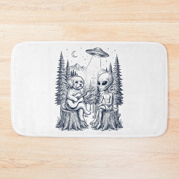 Item preview, Vintage Maltese Playing Guitar With Alien And UFO Dog Lover designed and sold by DoodleTortle.