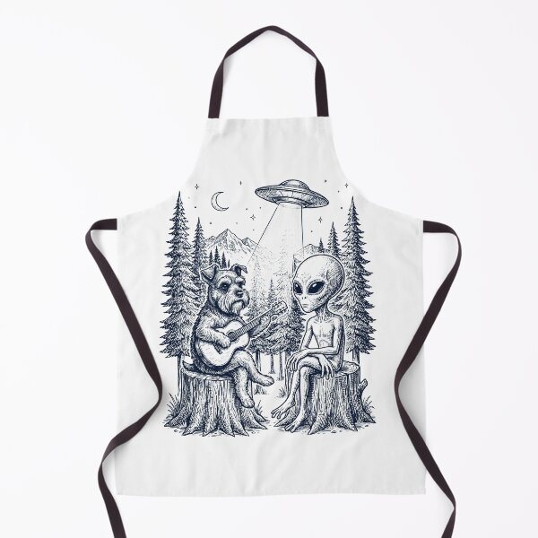 Item preview, Vintage Miniature Schnauzer Playing Guitar With Alien And UFO Dog Lover designed and sold by DoodleTortle.