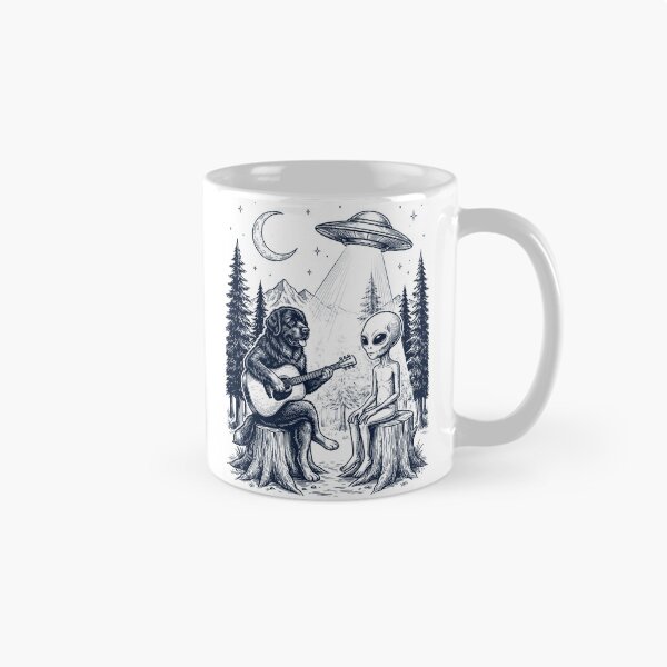 Item preview, Vintage Newfoundland Playing Guitar With Alien And UFO Dog Lover designed and sold by DoodleTortle.