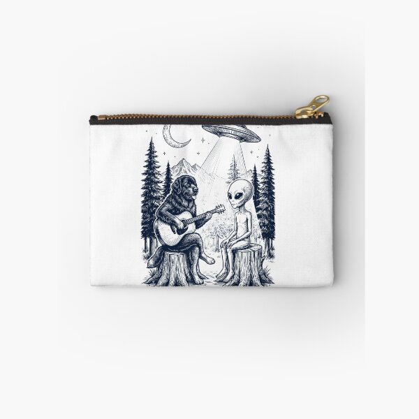 Item preview, Vintage Newfoundland Playing Guitar With Alien And UFO Dog Lover designed and sold by DoodleTortle.