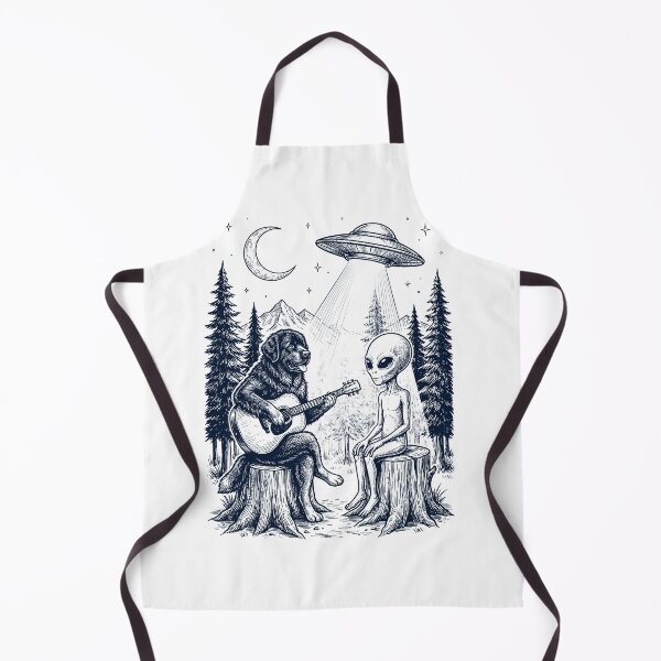 Item preview, Vintage Newfoundland Playing Guitar With Alien And UFO Dog Lover designed and sold by DoodleTortle.