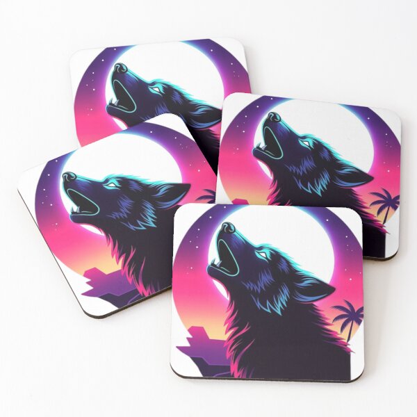 Item preview, Retro Synthwave Howling Wolf T-Shirt | Neon Moon Sunset Aesthetic Sticker designed and sold by Sky-bully.