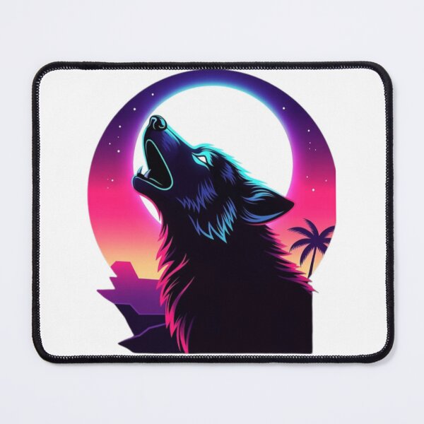 Item preview, Retro Synthwave Howling Wolf T-Shirt | Neon Moon Sunset Aesthetic Sticker designed and sold by Sky-bully.