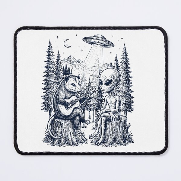 Item preview, Vintage Opossum Playing Guitar With Alien And UFO Animal Lover designed and sold by DoodleTortle.
